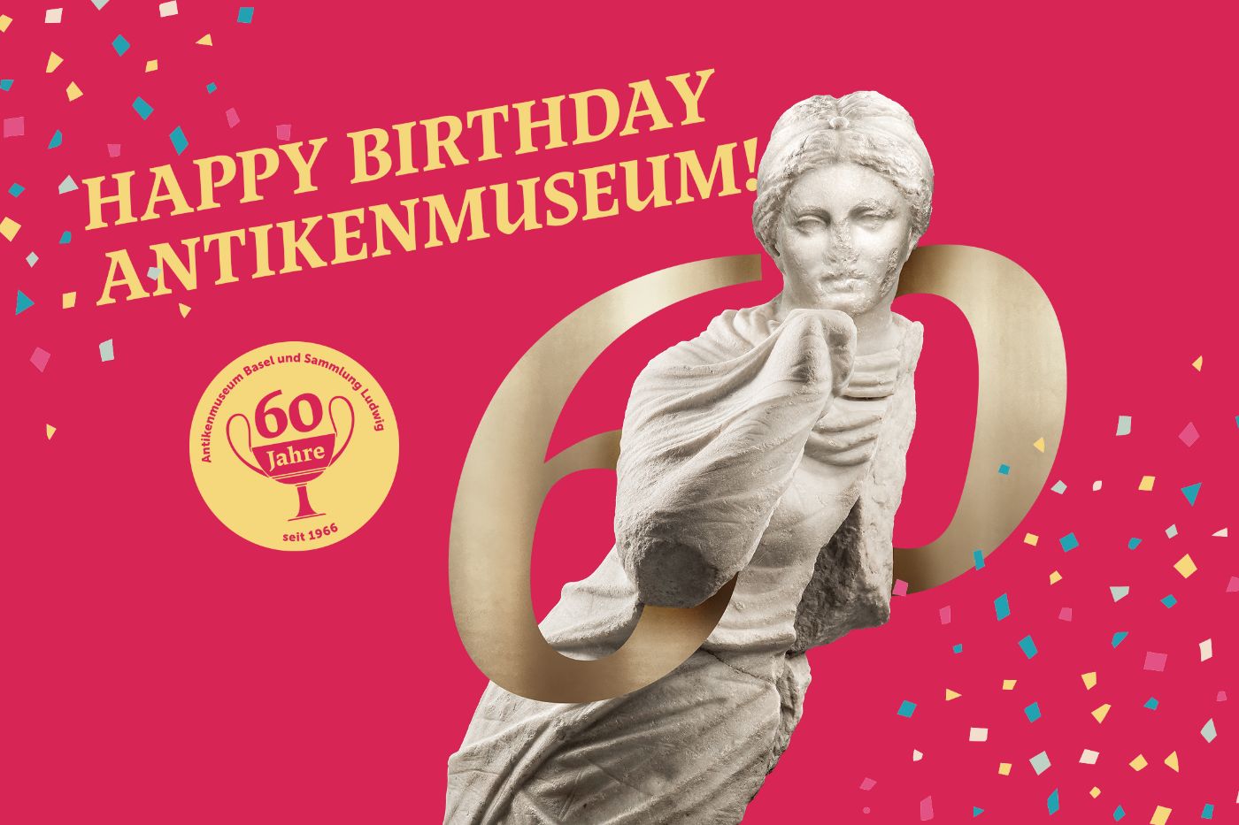 Jubiläumsbild mit Skultpur 60 Jahre Antikenmuseum Basel © Antikenmuseum Basel und Sammlung Ludwig