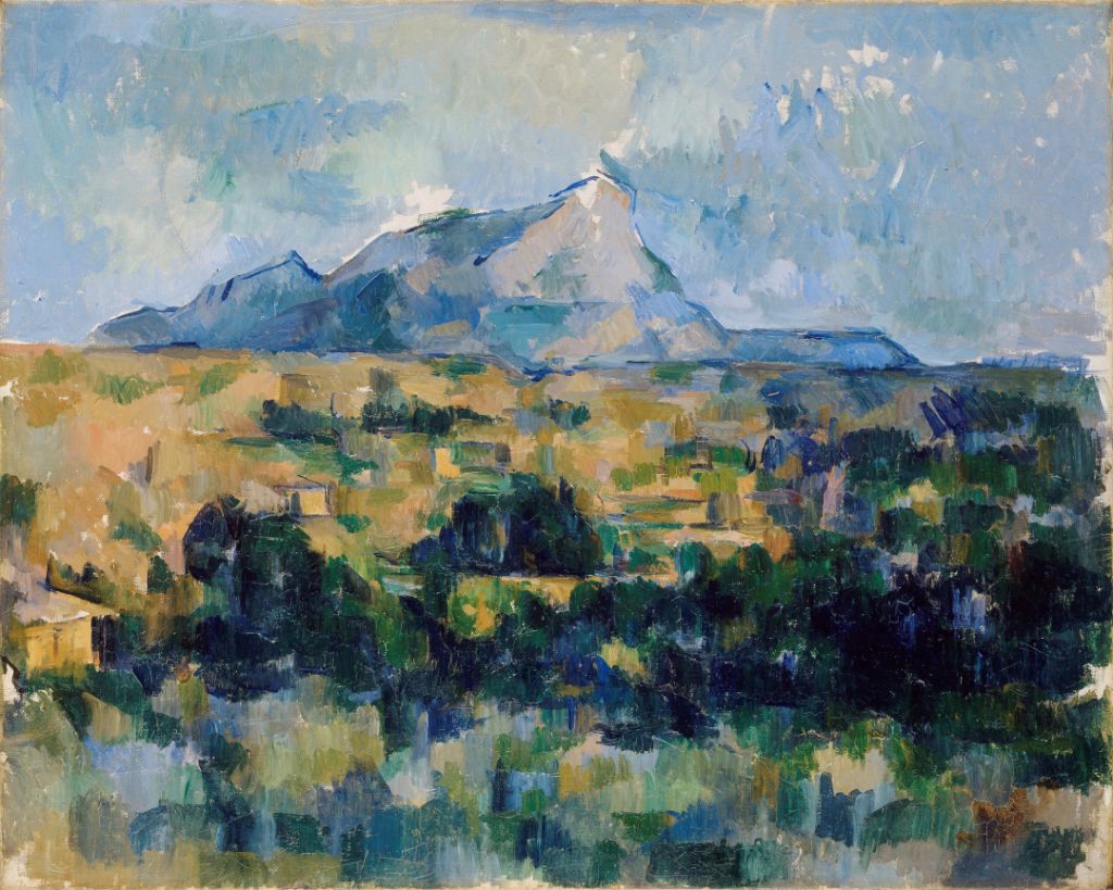Blauer Berg mit Landschaft
